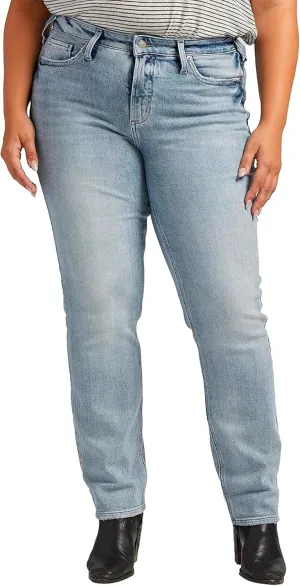 Silver Jeans Co. Women's Plus Size Most Wanted Mid Rise Straight Leg Jeans