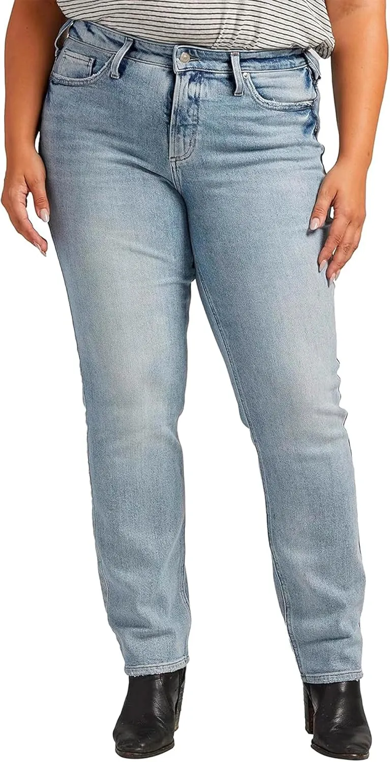 Silver Jeans Co. Women's Plus Size Most Wanted Mid Rise Straight Leg Jeans