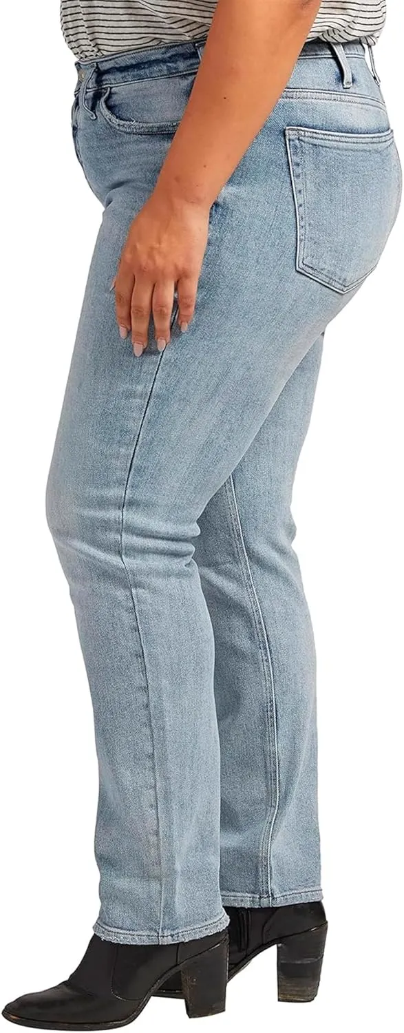 Silver Jeans Co. Women's Plus Size Most Wanted Mid Rise Straight Leg Jeans