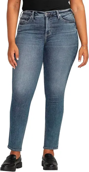 Silver Jeans Co. Women's Plus Size Most Wanted Mid Rise Straight Leg Jeans