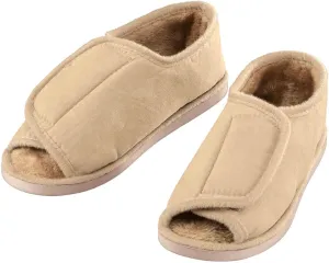 Silver StepsTM Adjustable Open Toe Faux Fur Slippers