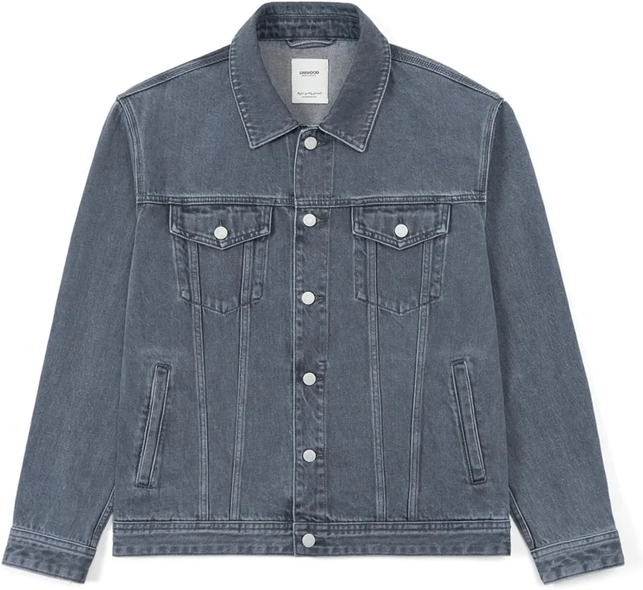 SIMWOOD 2024 Autumn New Oversize Denim Jackets Men 12oz Washed Classical Denim Coats