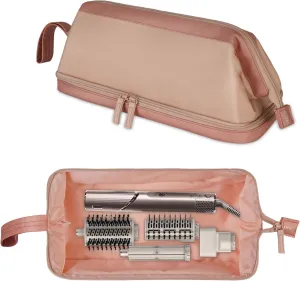 SITHON Travel Case Compatible with Airwrap/Shark FlexStyle SpeedStyle, Water Resistant Double Layer Storage Carrying Organizer Bag w/Widely Opening for Dyson Supersonic (Bag Only) (Rose Gold)
