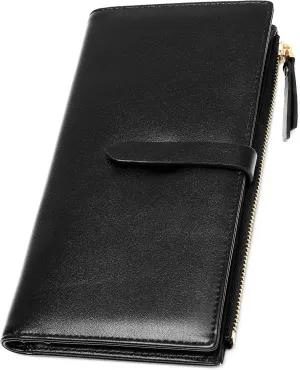 Slim Wallets for Women Credit Card Holder RFID Bifold Clutch Wallets Checkbook with Zipper Pocket