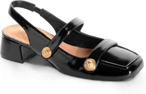 Slingback Mary Jane Heels for Women Low Block Heel Closed Square Toe Pump Shoes Heels Classic Daily Office Dressy Shoes