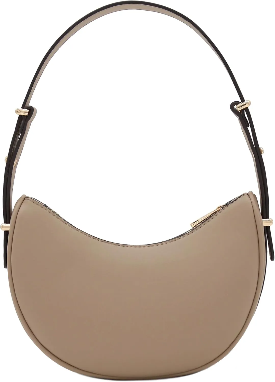 Small Crescent Smooth Faux Leather Underarm Shoulder Bag