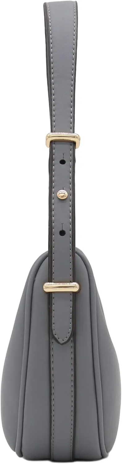 Small Crescent Smooth Faux Leather Underarm Shoulder Bag
