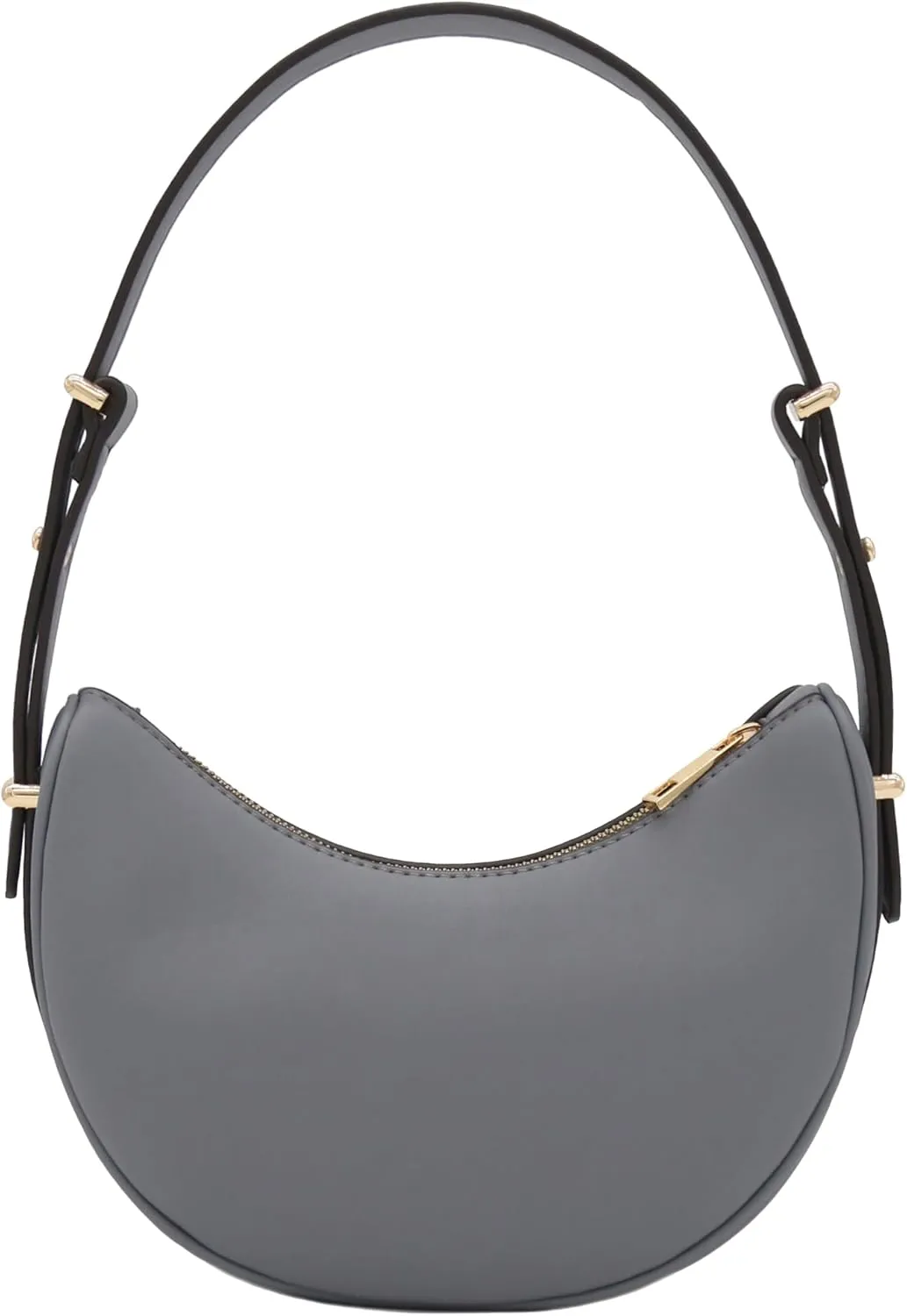 Small Crescent Smooth Faux Leather Underarm Shoulder Bag
