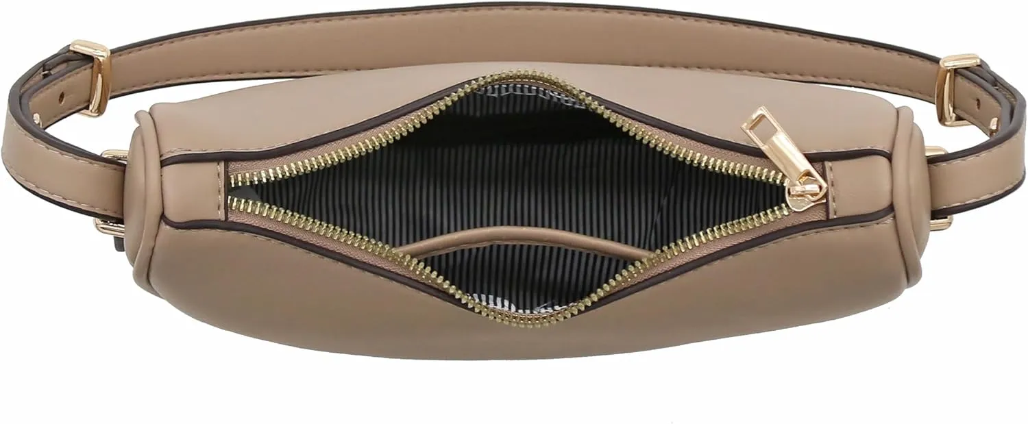 Small Crescent Smooth Faux Leather Underarm Shoulder Bag