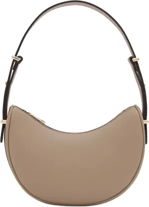 Small Crescent Smooth Faux Leather Underarm Shoulder Bag