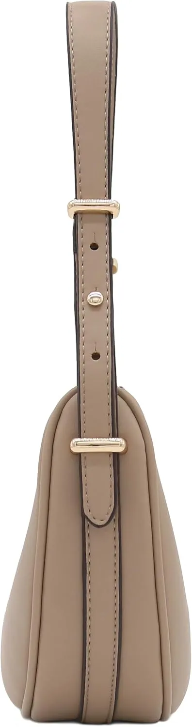 Small Crescent Smooth Faux Leather Underarm Shoulder Bag