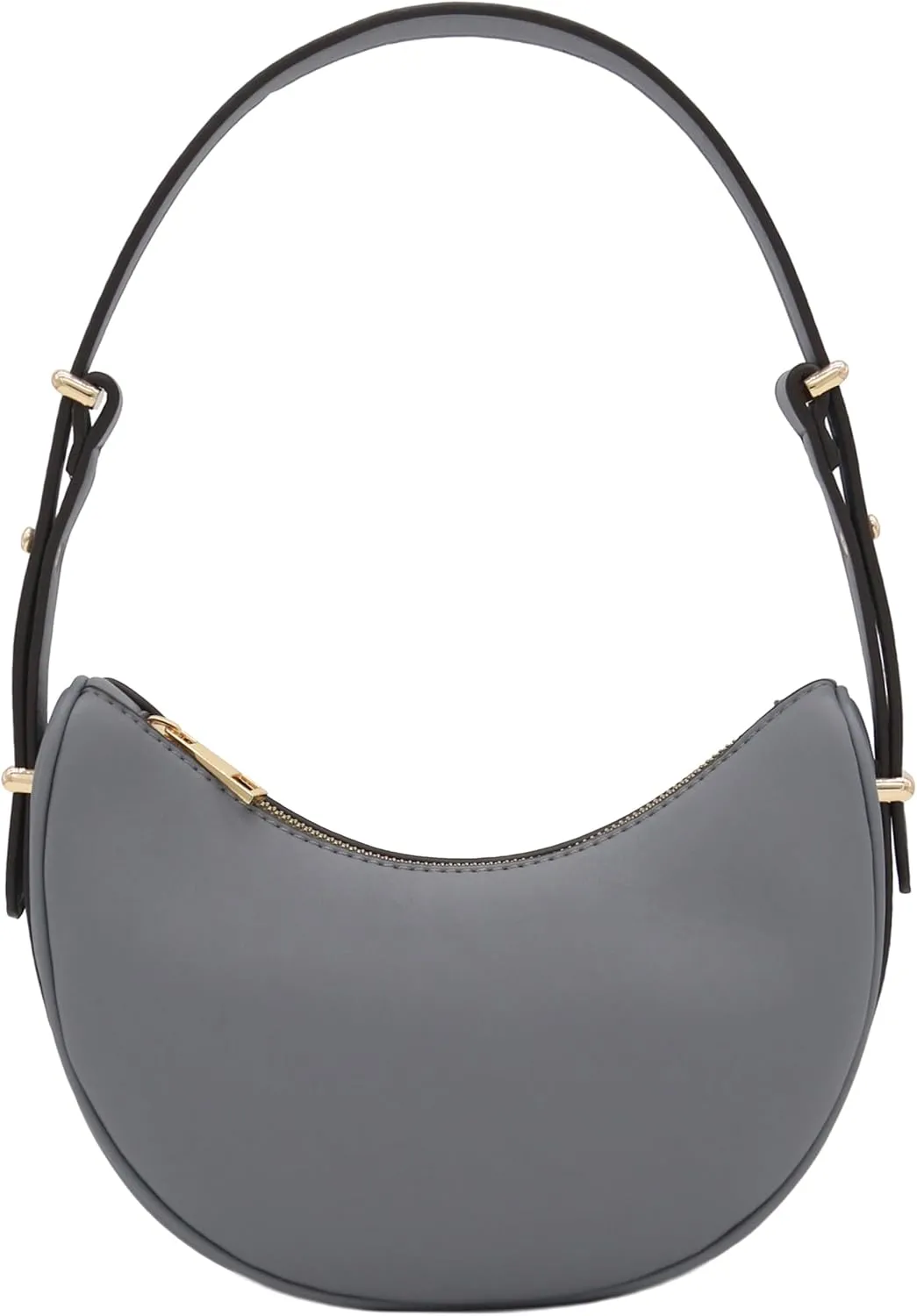 Small Crescent Smooth Faux Leather Underarm Shoulder Bag