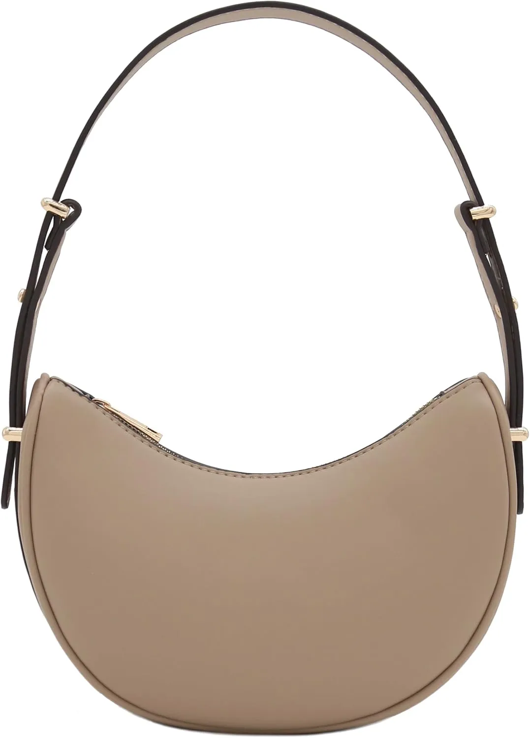 Small Crescent Smooth Faux Leather Underarm Shoulder Bag