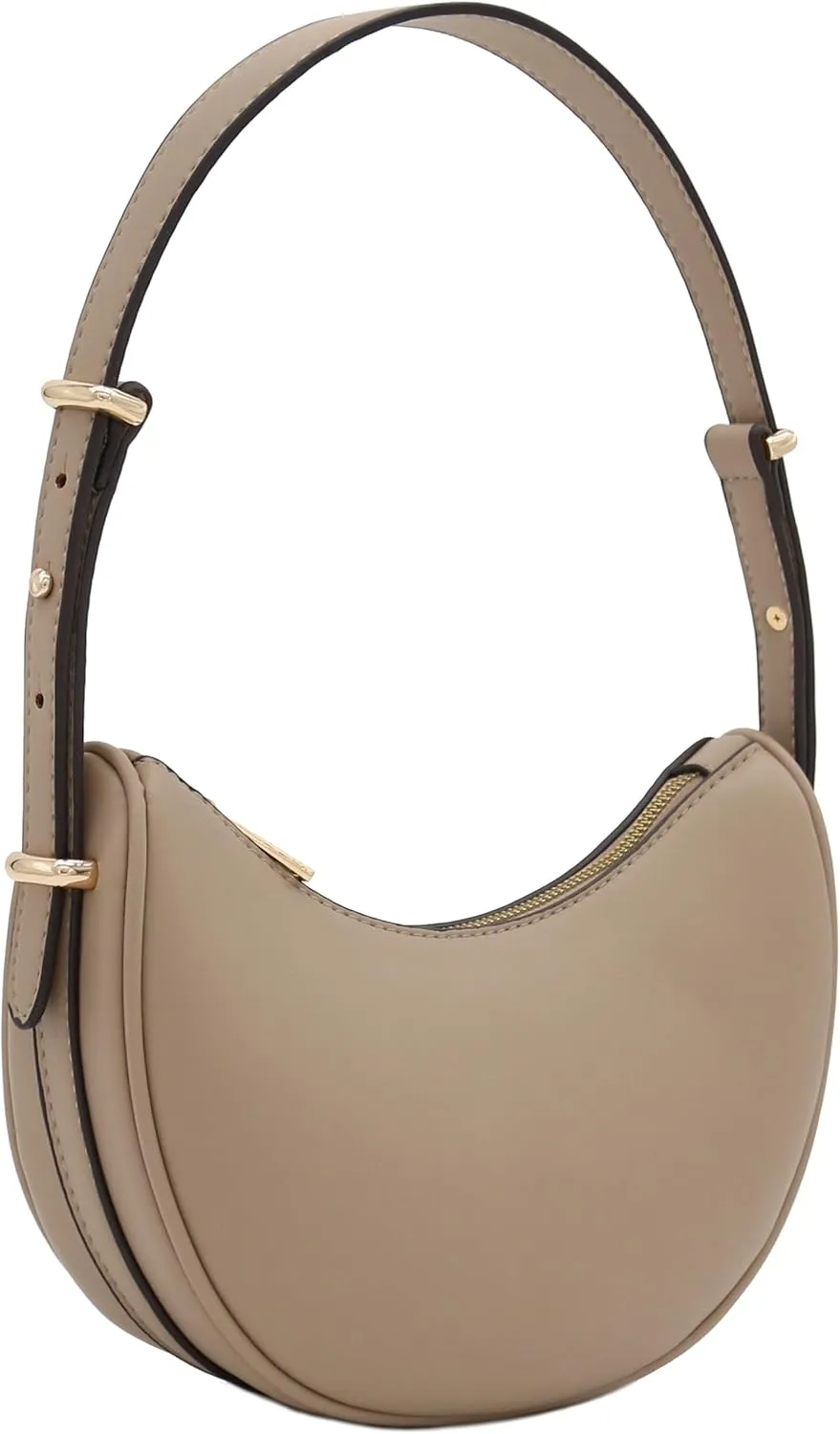 Small Crescent Smooth Faux Leather Underarm Shoulder Bag