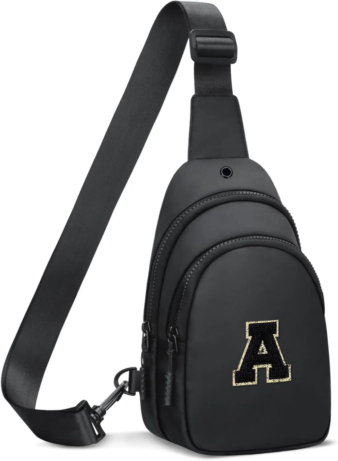 Small Initial Crossbody Sling Bag for Girls and Women, Cute Kids Fanny Pack, Personalized Gift for 7 8 9 10 11 12 13 Year Old Girls(Black,A)