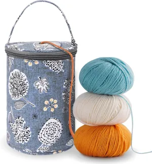 Small Portable Yarn Holder with Anti-Tangle Design, Crochet Yarn Bag for 2-3 Standard Size Balls and Tools, Ideal Crocheting Gifts for Women and Crocheter(Grey)
