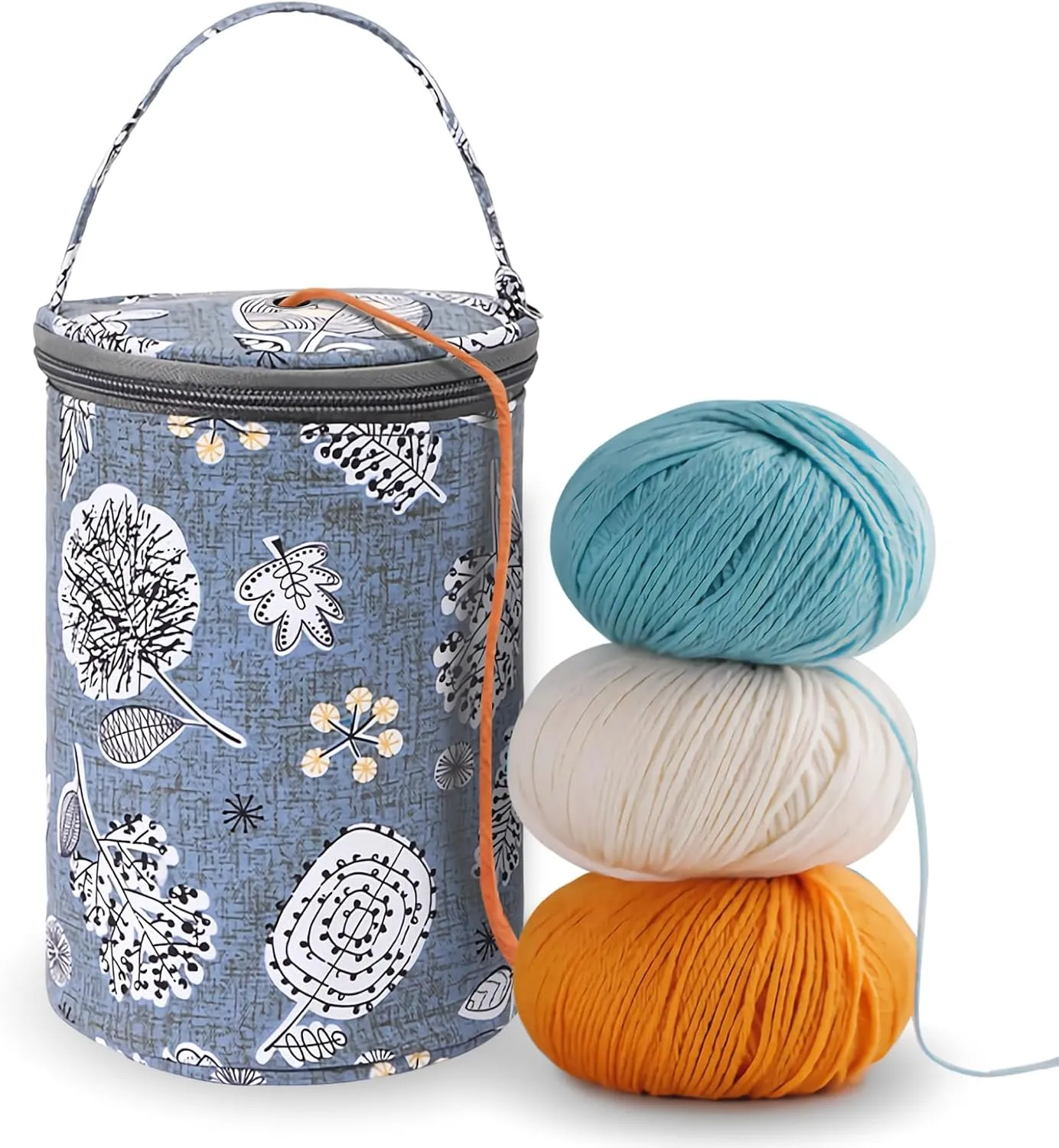 Small Portable Yarn Holder with Anti-Tangle Design, Crochet Yarn Bag for 2-3 Standard Size Balls and Tools, Ideal Crocheting Gifts for Women and Crocheter(Grey)