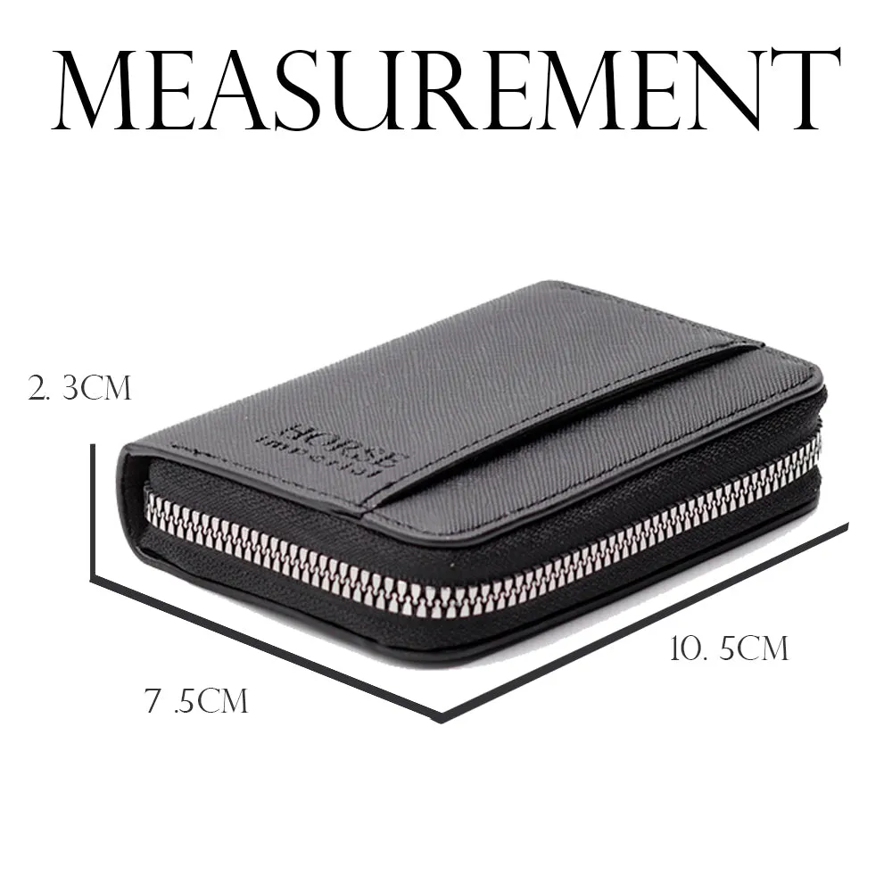 Small PU Leather Credit Card Holder Wallet | Multi Card Case Zipper Coin Purse