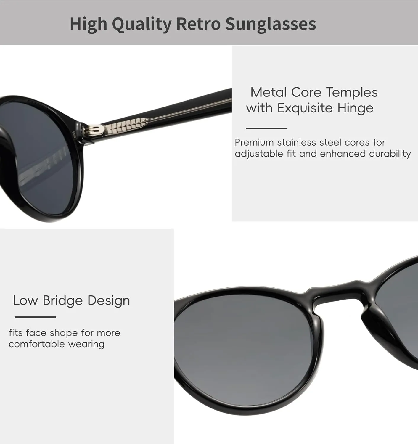 Small Retro Round Sunglasses for Women Men UV400 Protection Vintage Designer Trendy Frame