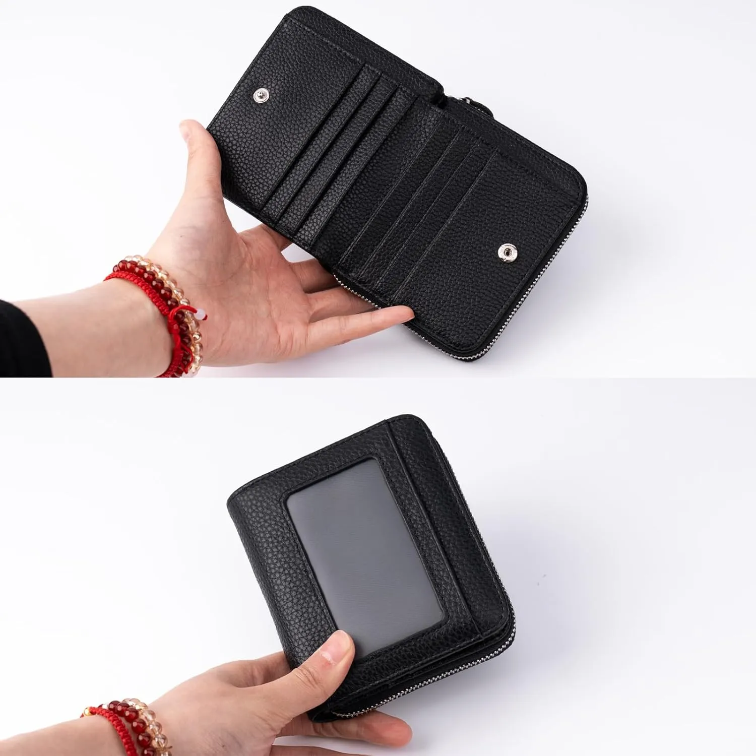 Small Wallet for Women, Genuine Leather RFID Blocking Credit Card Holder Slim Compact Coin Purse Women's Wallets with ID Window 8 Card Slots