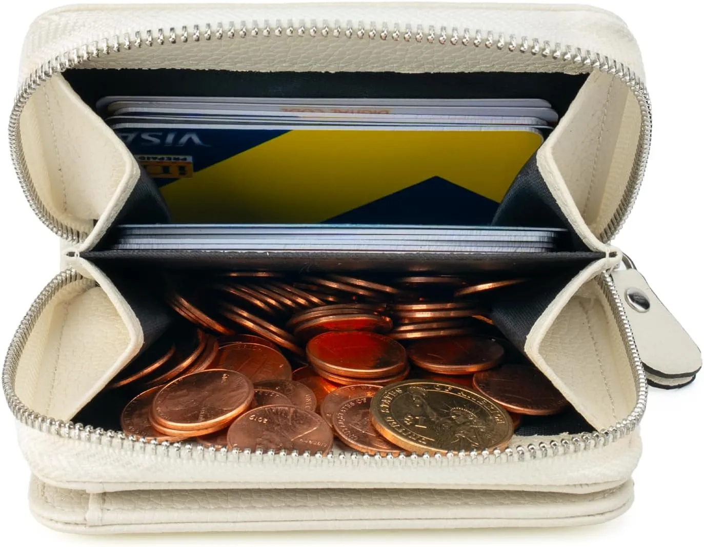 Small Wallet for Women, Genuine Leather RFID Blocking Credit Card Holder Slim Compact Coin Purse Women's Wallets with ID Window 8 Card Slots