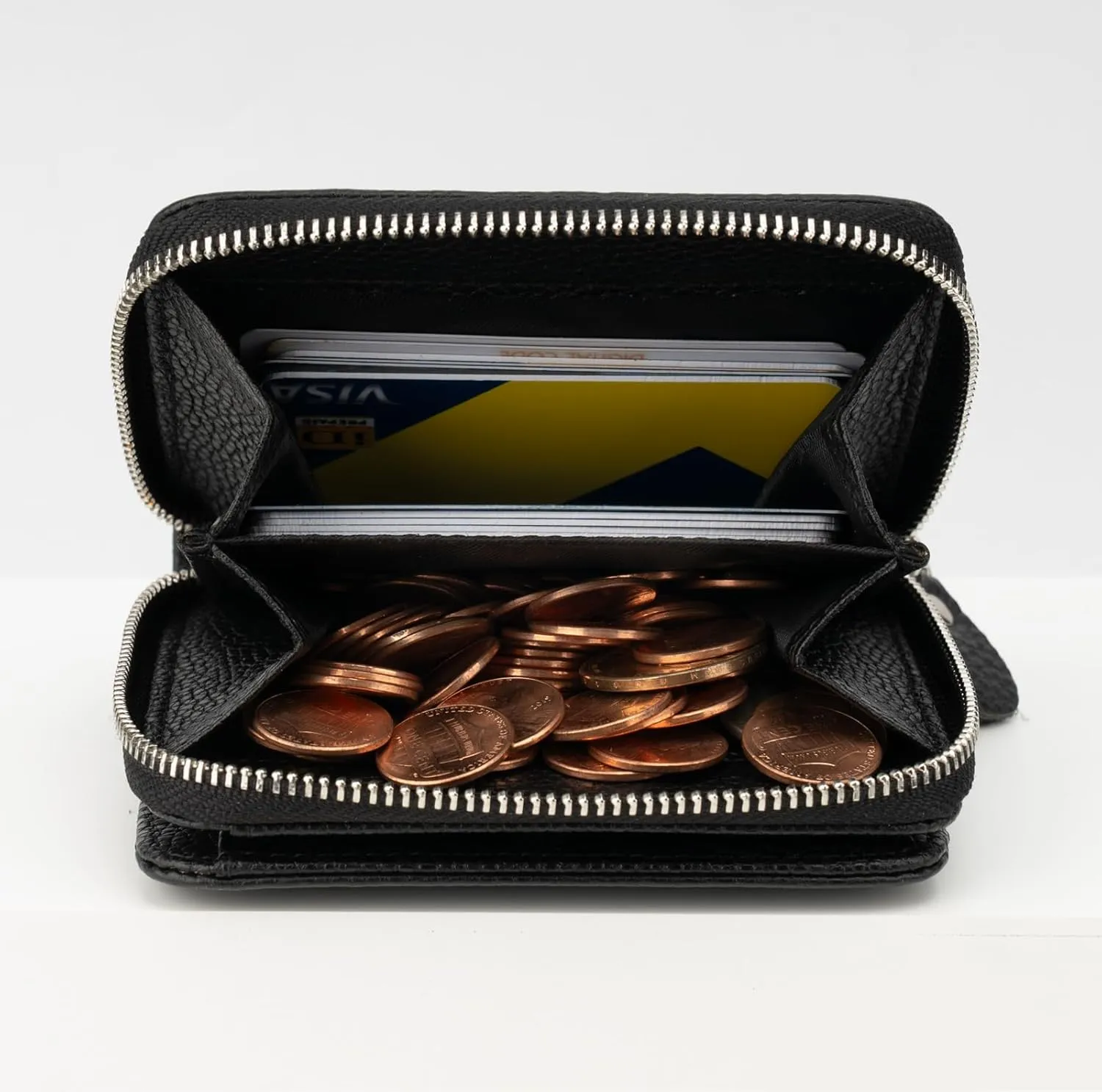 Small Wallet for Women, Genuine Leather RFID Blocking Credit Card Holder Slim Compact Coin Purse Women's Wallets with ID Window 8 Card Slots