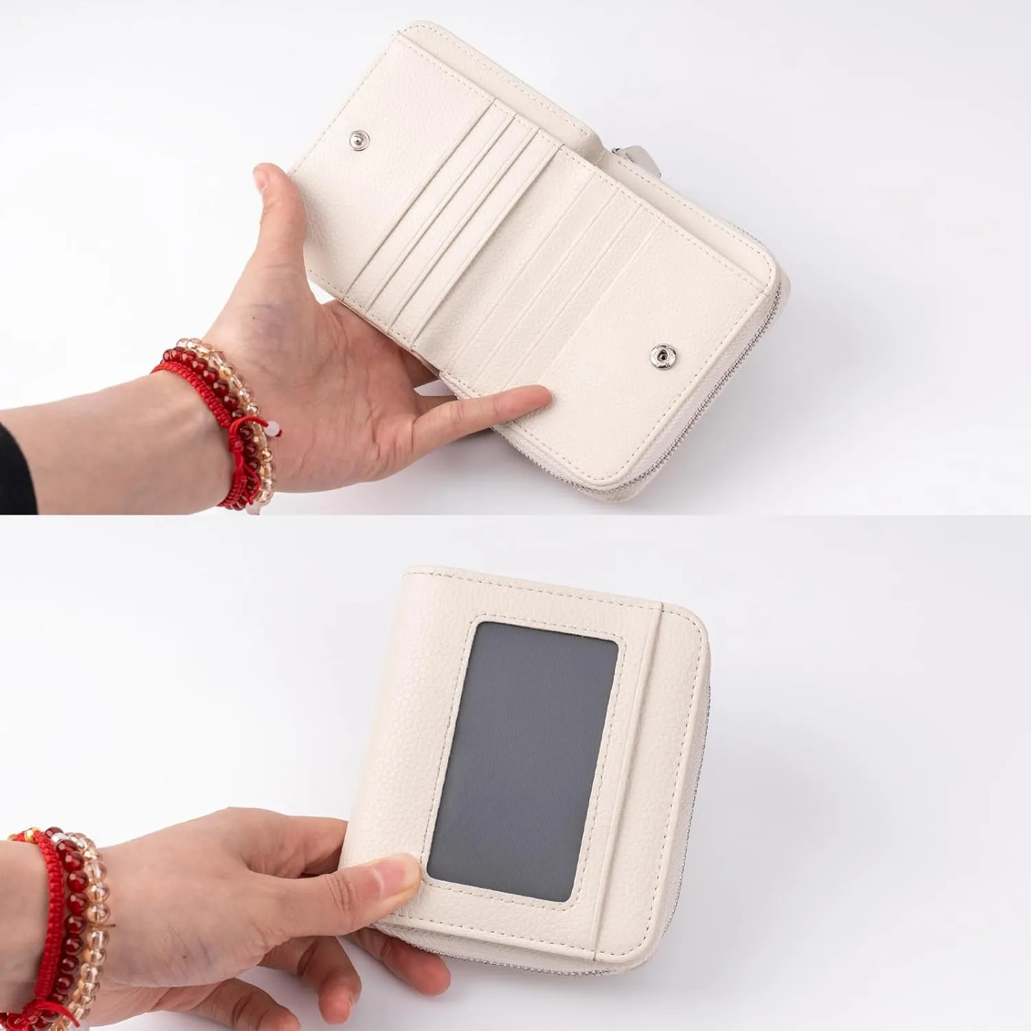 Small Wallet for Women, Genuine Leather RFID Blocking Credit Card Holder Slim Compact Coin Purse Women's Wallets with ID Window 8 Card Slots