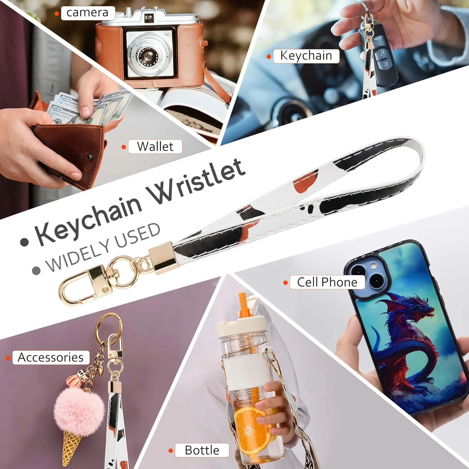 Small Wristlet Wallets for Women RFID Credit Card Holder Wallet Keychain Wristlet Wallet Credit Card Wallets for Women (Cow)