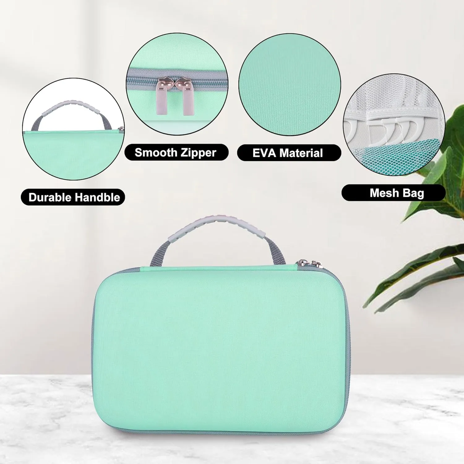 SMYV Water Flosser Travel Case, Portable Dental Oral Irrigator Travel Organizer, Hard Eva Storage Bag for Flosser, Electric Toothbrush, Toothpaset and Irrigator Accessories (Case Only) - Green
