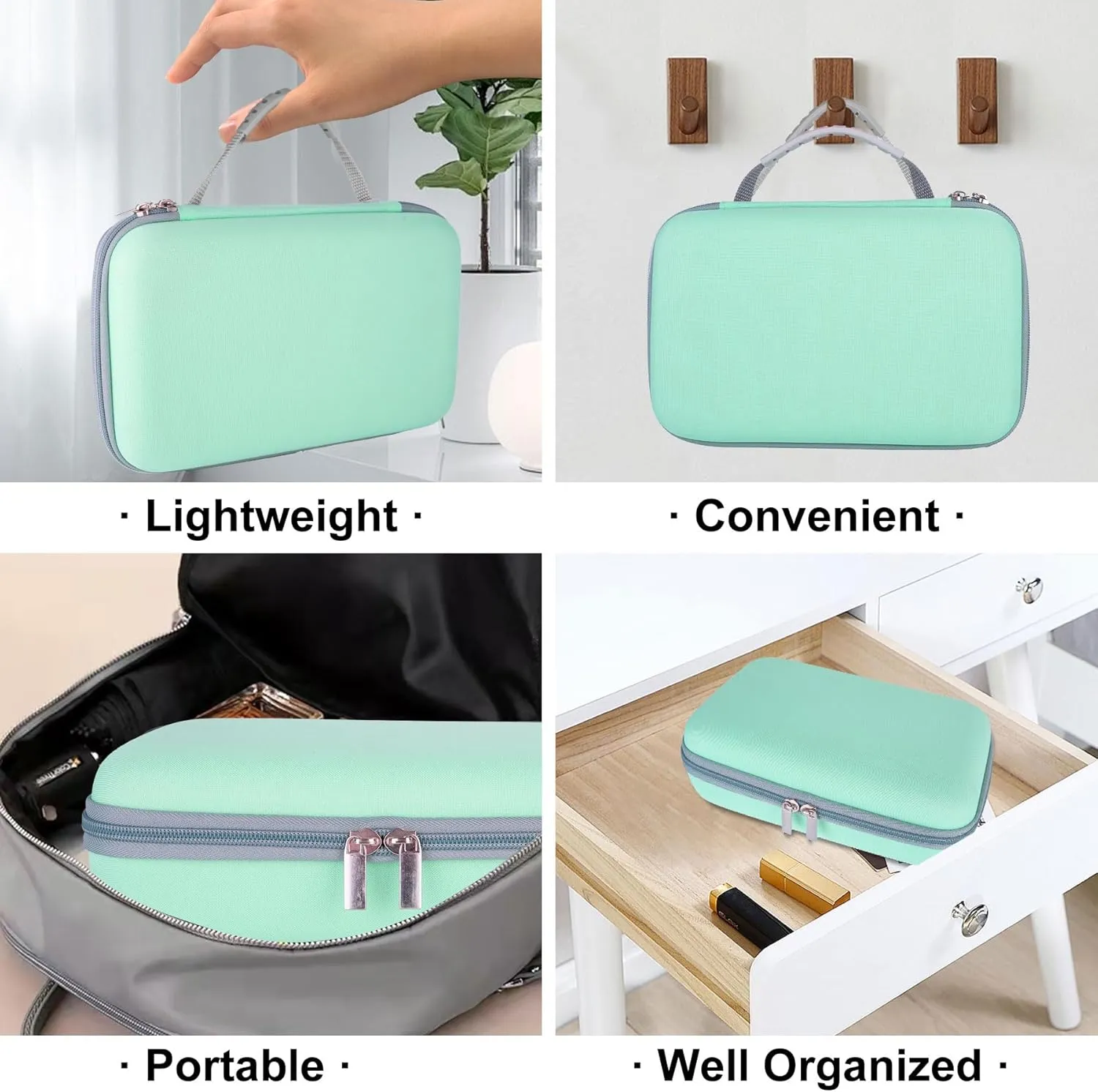 SMYV Water Flosser Travel Case, Portable Dental Oral Irrigator Travel Organizer, Hard Eva Storage Bag for Flosser, Electric Toothbrush, Toothpaset and Irrigator Accessories (Case Only) - Green