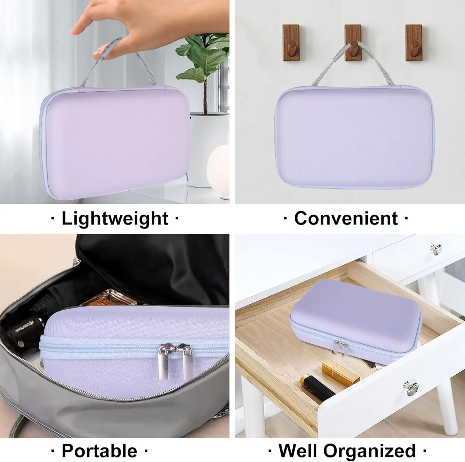 SMYV Water Flosser Travel Case, Portable Dental Oral Irrigator Travel Organizer, Hard Eva Storage Bag for Flosser, Electric Toothbrush, Toothpaset and Irrigator Accessories (Case Only) - Purple