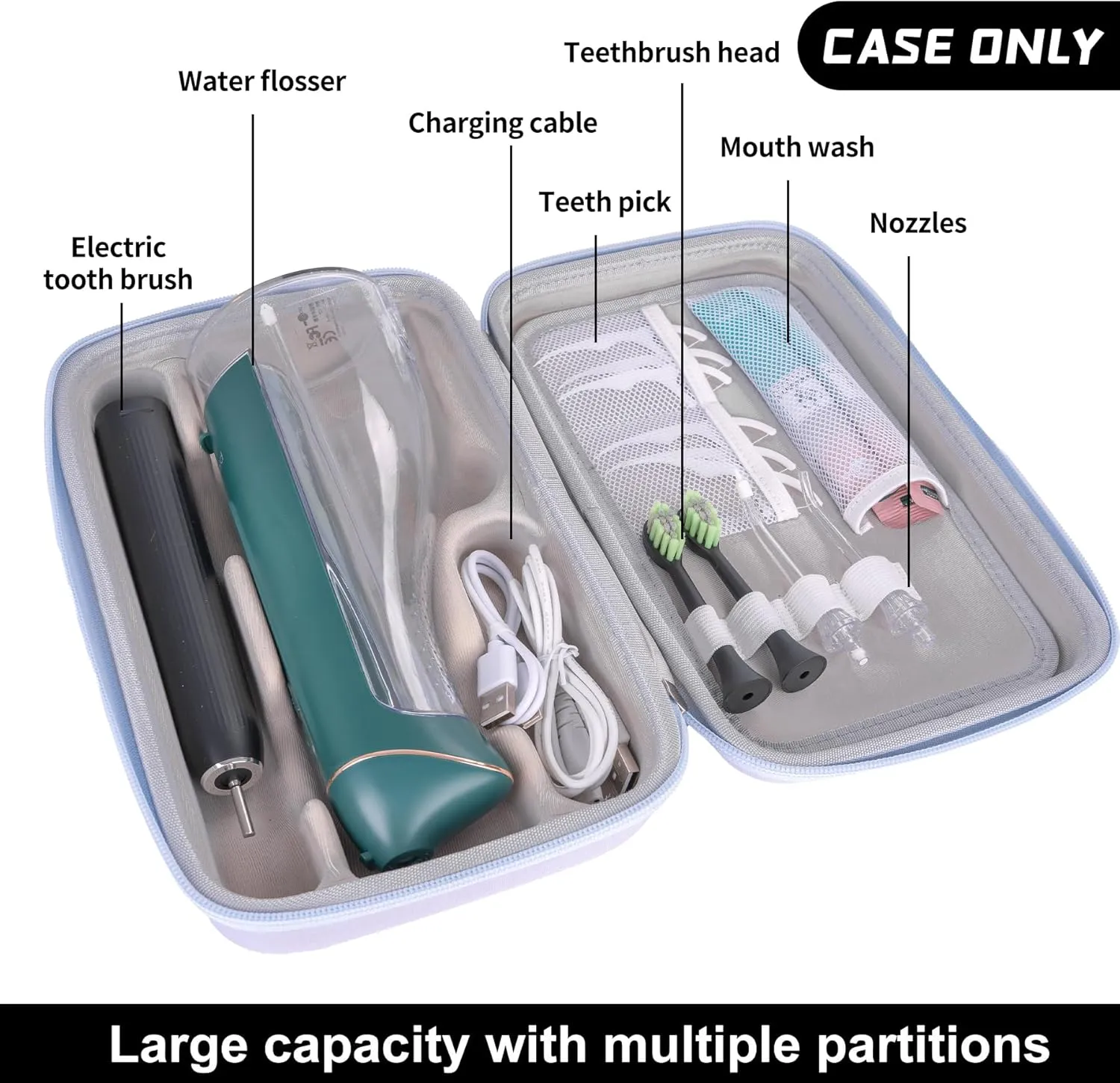 SMYV Water Flosser Travel Case, Portable Dental Oral Irrigator Travel Organizer, Hard Eva Storage Bag for Flosser, Electric Toothbrush, Toothpaset and Irrigator Accessories (Case Only) - Purple