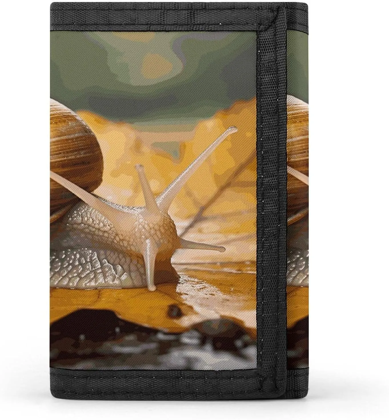 Snail in Leaves Travel Wallet Sleek ID Card Holder Slim Security Three Fold Purse for Men And Women