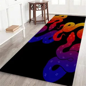 Snake Runner Rug, 1.3x7ft, Chic Traditional Forest Reptile Animal Predator Serpent Deco Carpet, Non-Shedded Foldable Black Long Hallway Mat Perfect for Indoor Living Room Nursery, Colorful
