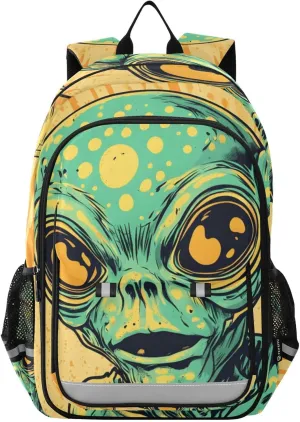 Soda Alien Funny Backpack for Women Men Travel Laptop Daypack Shoulder Bag Book Bag Daypack with Reflective Strip 12.9” × 17.7”