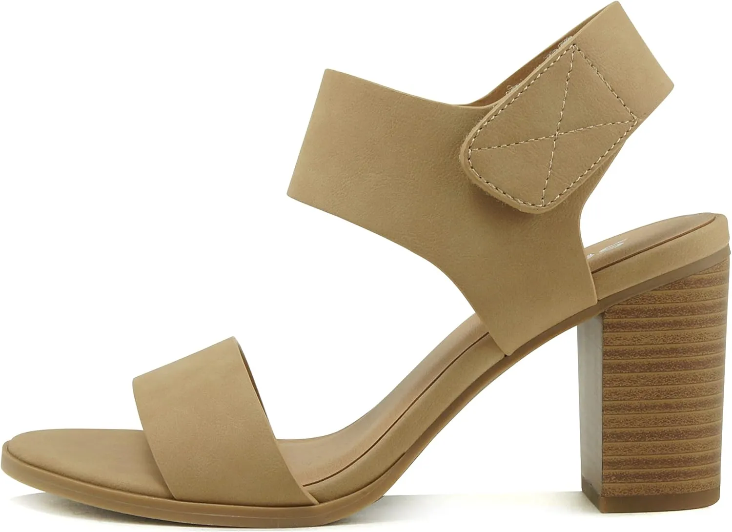 SODA Topshoeave Wait Womens Open Toe Chunky Heel Ankle Strap Shoes Block High Heel Dress Sandals