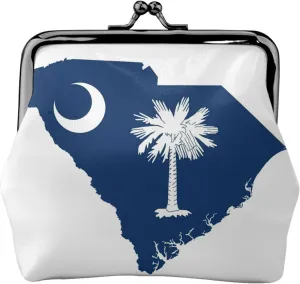 South Carolina Flag Map print Coin Purse, Mini Change Purse for Women Small Coin Purse for Key Headset Lipstick