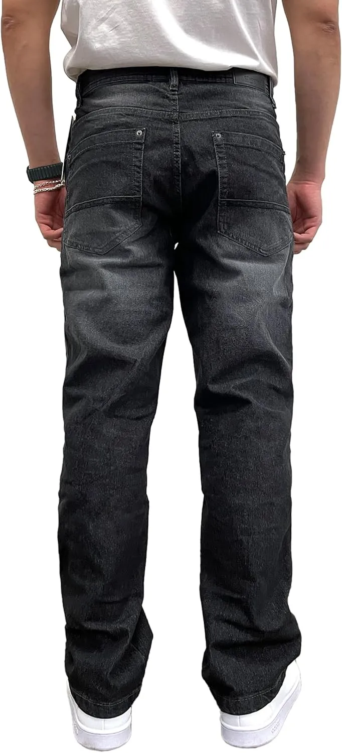 Southpole Men's Mid Rise Stretchable Straight Relaxed Fit Cross Hatch Denim Pants
