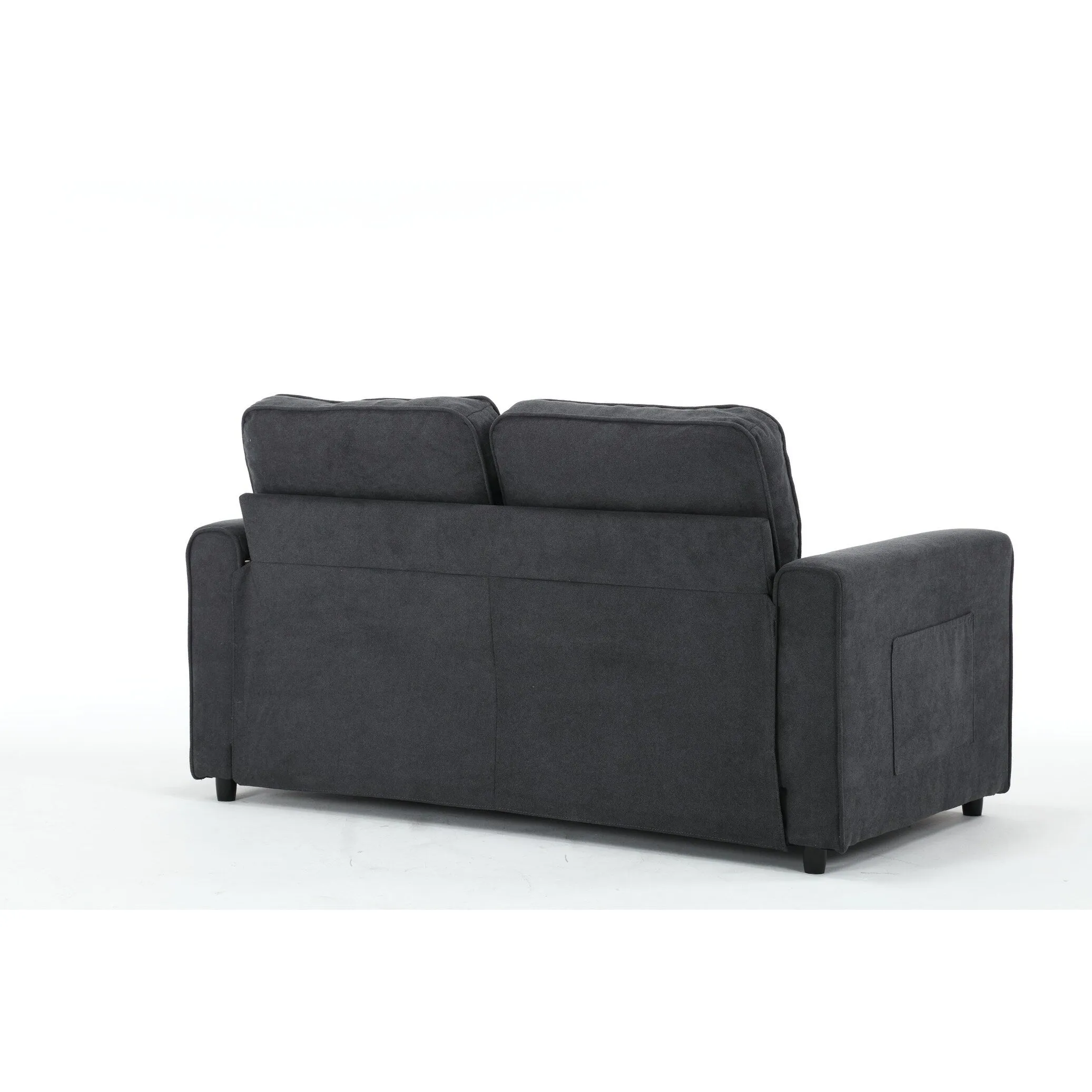 Space-Saving Convertible Futon Couch with Pull-Out Bed and Side Storage Bags