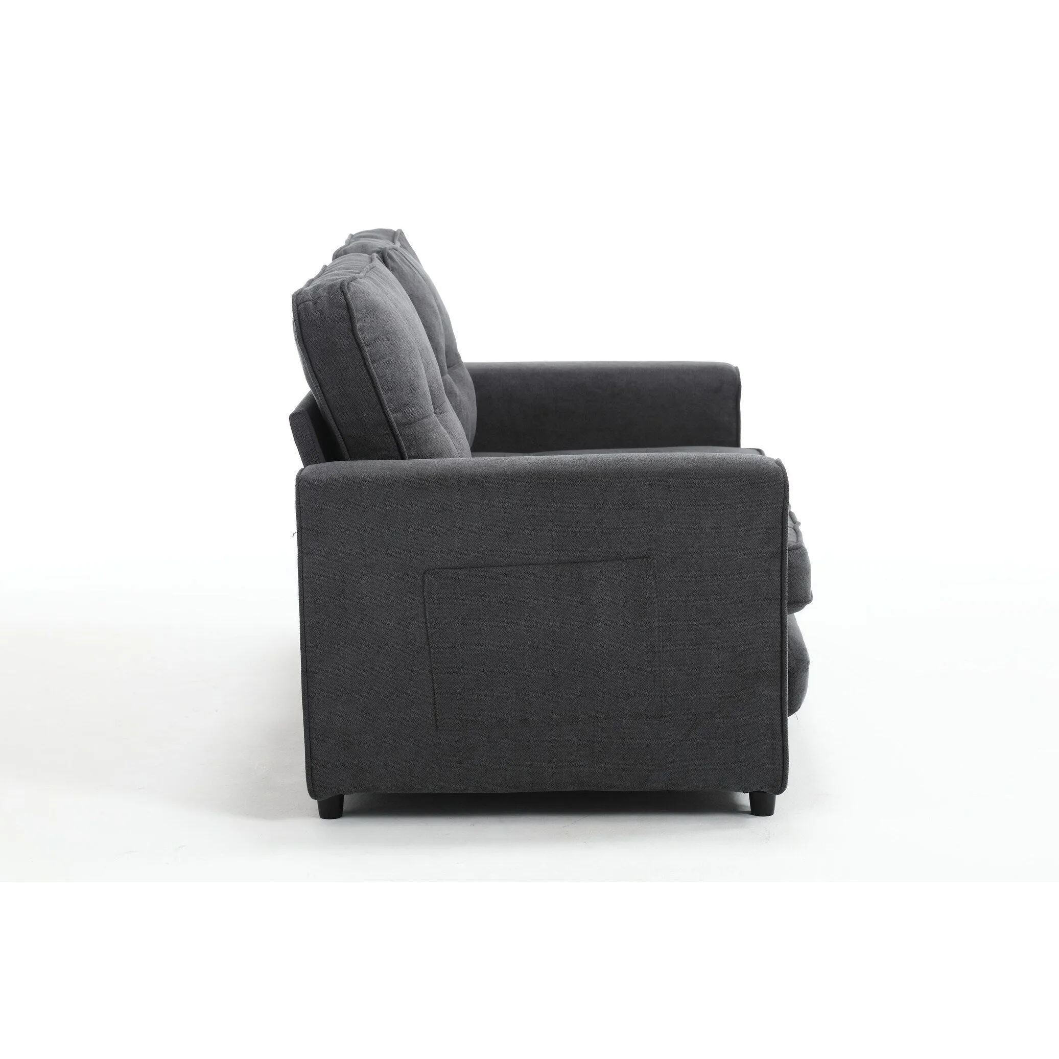 Space-Saving Convertible Futon Couch with Pull-Out Bed and Side Storage Bags