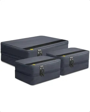 Spigen Life Compression Packing Cube 3 Pack (2 Small   1 X-Large) for Travel Luggage Organizer for Suitcases & Carry on, Expandable, Water-Resistant, Durable, Lightweight, 2-way Zippers - Grotto Gray