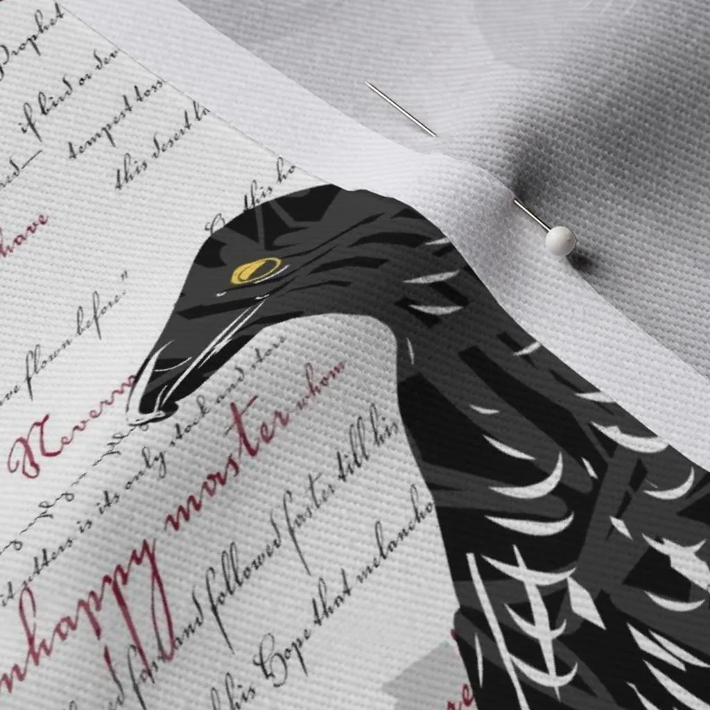 Spoonflower Fabric - Dark Academia Literature Raven Bird Halloween Poem Edgar Allen Poe Printed on Denim Fabric by The Yard - Bottomweight Apparel Home Decor Upholstery