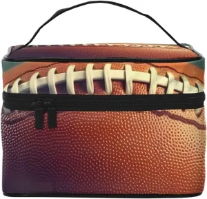 Sport Rugby Football Makeup Bag Large Cosmetic Bag Travel Makeup Bag with Handle Toiletry Bag for Women Travel