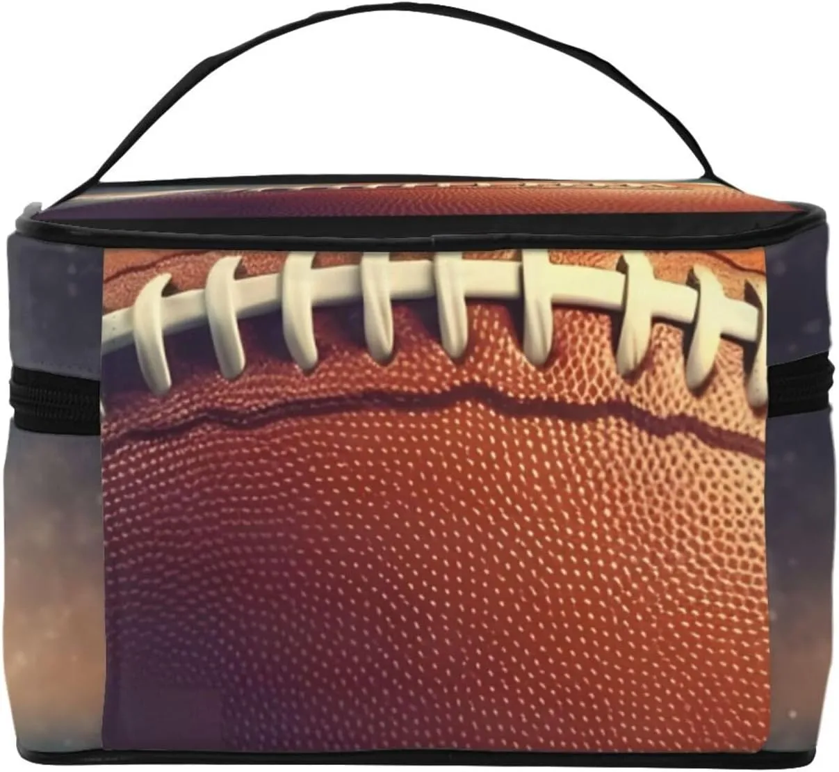 Sport Rugby Football Makeup Bag Large Cosmetic Bag Travel Makeup Bag with Handle Toiletry Bag for Women Travel