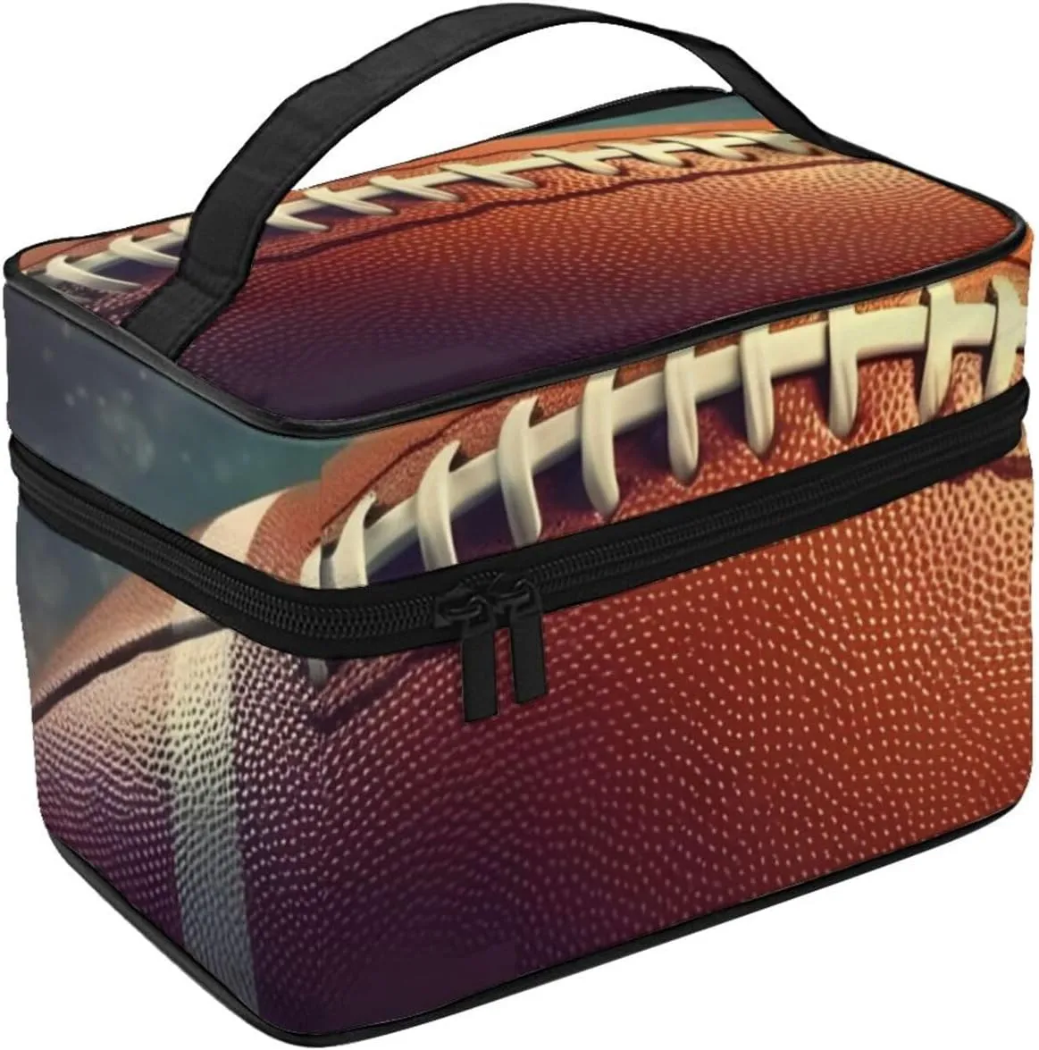 Sport Rugby Football Makeup Bag Large Cosmetic Bag Travel Makeup Bag with Handle Toiletry Bag for Women Travel