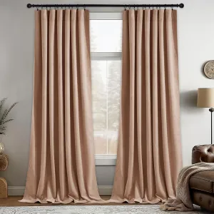StangH Blush Beige Velvet Curtains 102 inches Long, Nursery Bedroom Room Darkening Sliding Door Panels Thermal Insulated Thick Privacy Drapes for Living Room, W52 x L102, 2 Panels