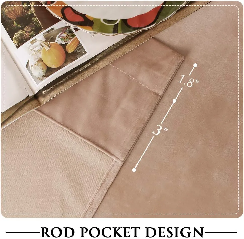 StangH Blush Beige Velvet Curtains 102 inches Long, Nursery Bedroom Room Darkening Sliding Door Panels Thermal Insulated Thick Privacy Drapes for Living Room, W52 x L102, 2 Panels
