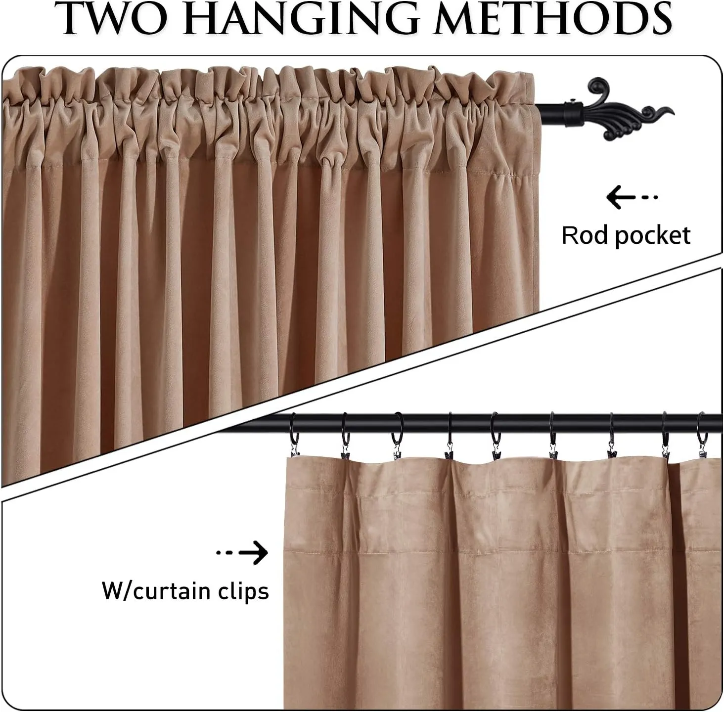 StangH Blush Beige Velvet Curtains 102 inches Long, Nursery Bedroom Room Darkening Sliding Door Panels Thermal Insulated Thick Privacy Drapes for Living Room, W52 x L102, 2 Panels