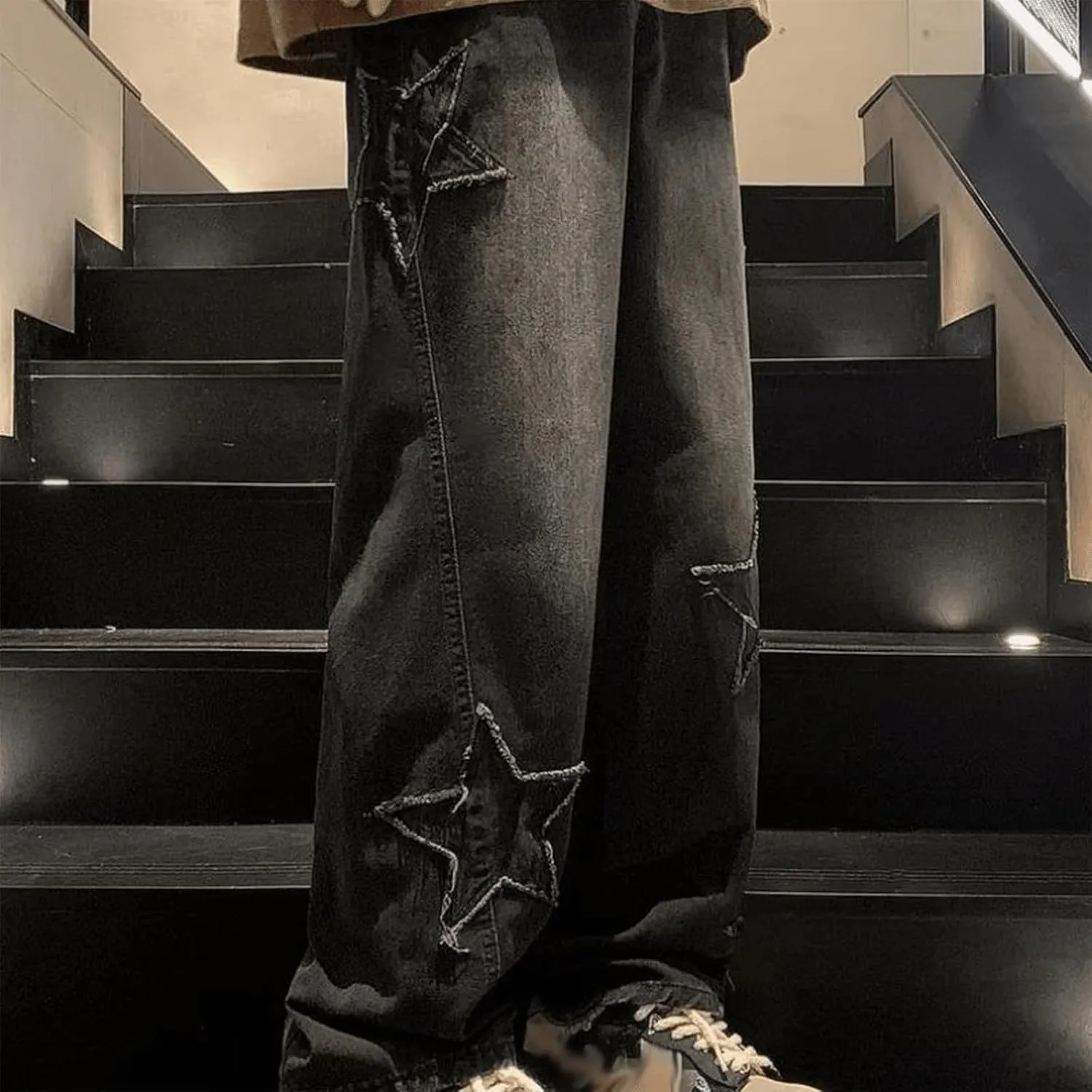 Star Graphics Jeans for Men and Women Y2K Casual Baggy Jeans with Star Design Streetwear Pants