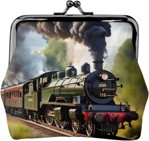 Steam Little Train print Coin Purse, Mini Change Purse for Women Small Coin Purse for Key Headset Lipstick
